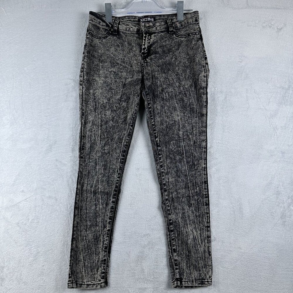 XXI Premium Denim Skinny Jeans Stone Wash Stretch Women's Black Size 26